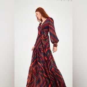 Farm Rio Sunset Stripe Maxi Dress